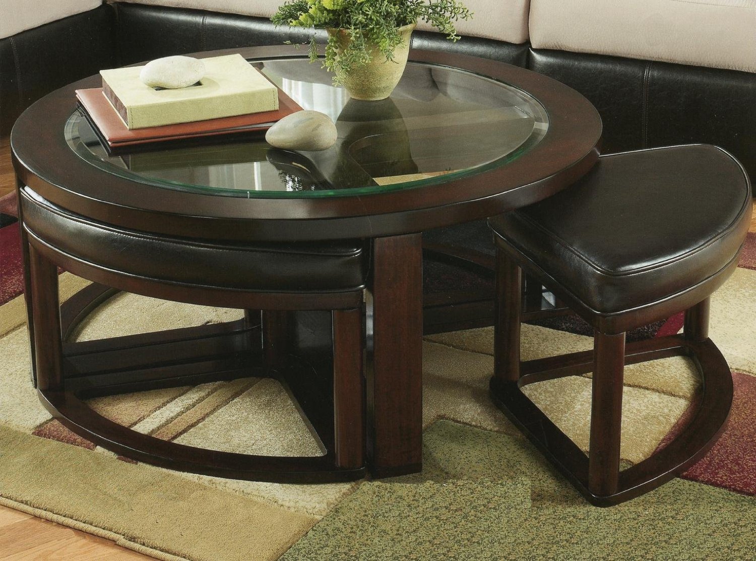 Round Coffee Table Ottomans Underneath : How To Choose A Coffee Table Or Ottoman Plus 15 Favorites - Now your coffee table can be a small dining space with minimal effort.