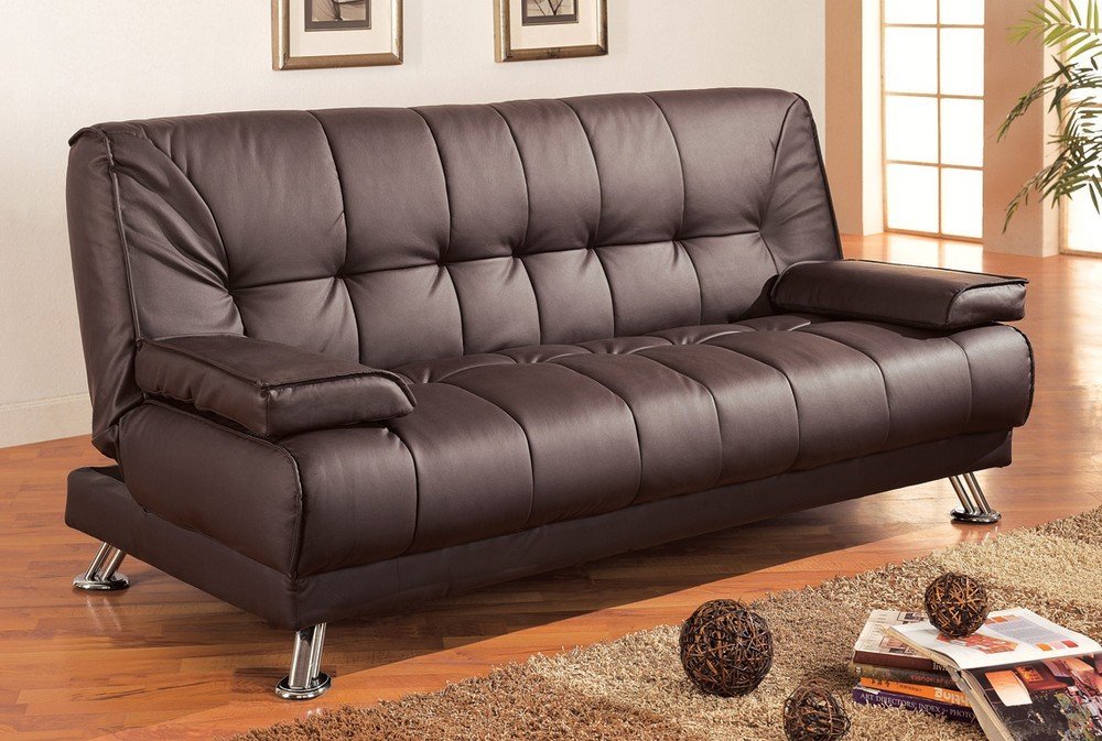 leather tufted futon sofa bed